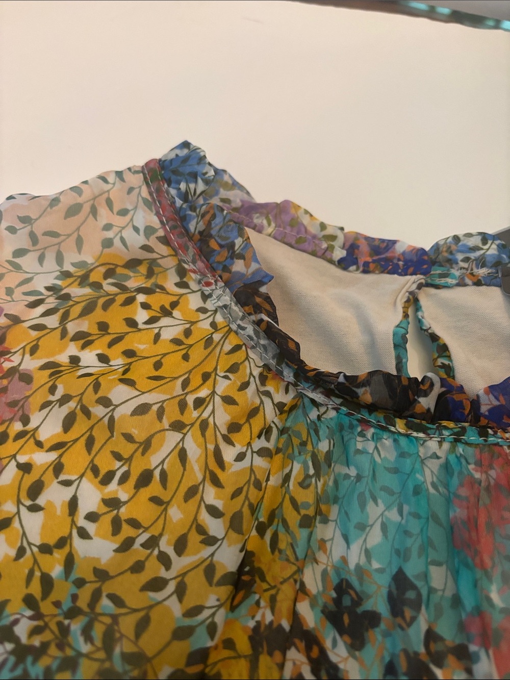 Moda Seta Italy sleeveless blouse colorful abstract floral top made in Italy M - Picture 10 of 12